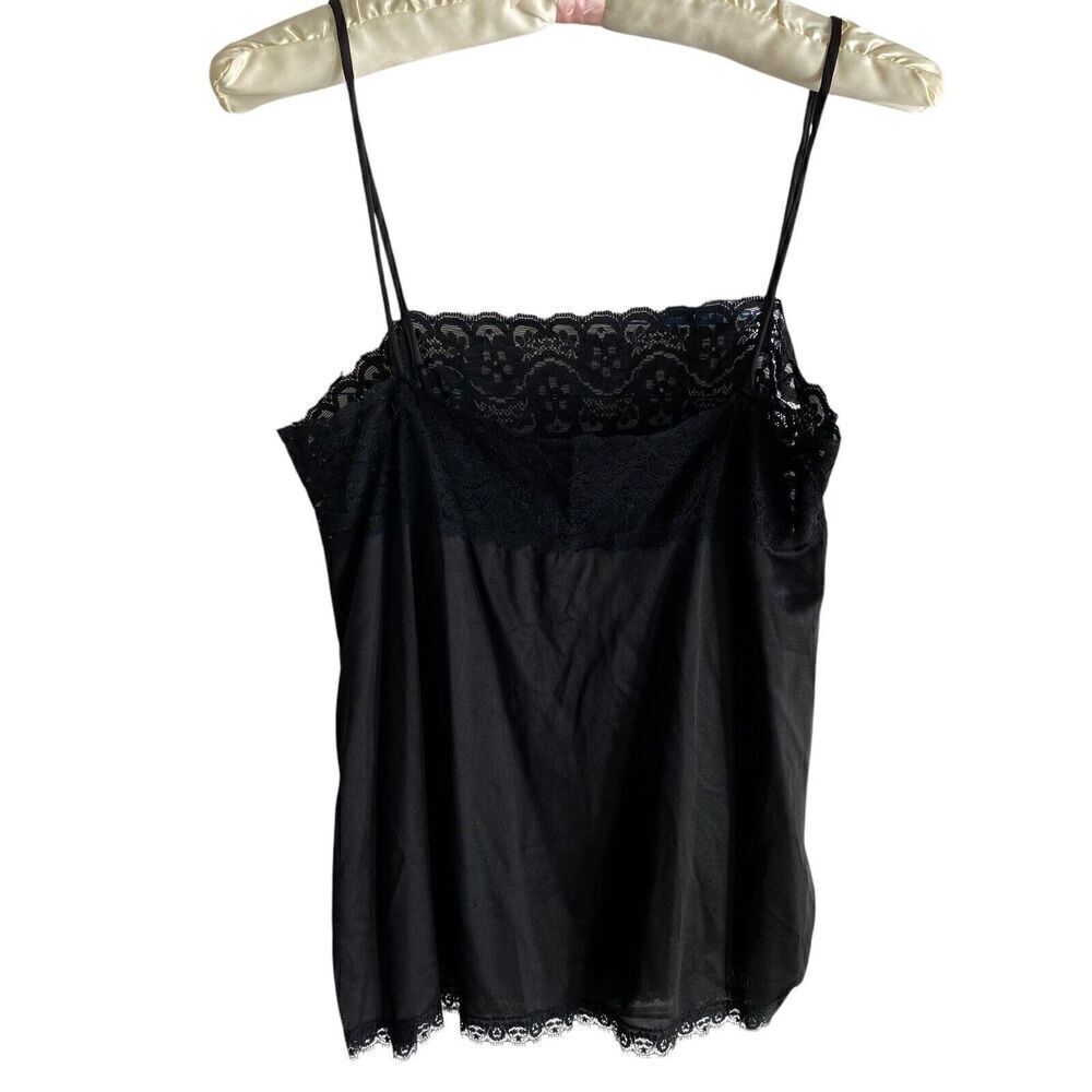 Vintage Bari Camisole Top Women's Size Medium Black Lace Trim - Picture 4 of 6